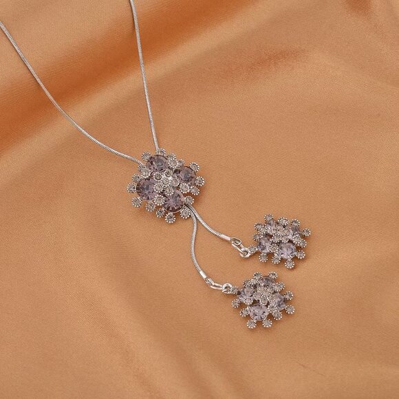 Gray Austrian Crystal Lariat Pendant Necklace - Picture 3 of 3